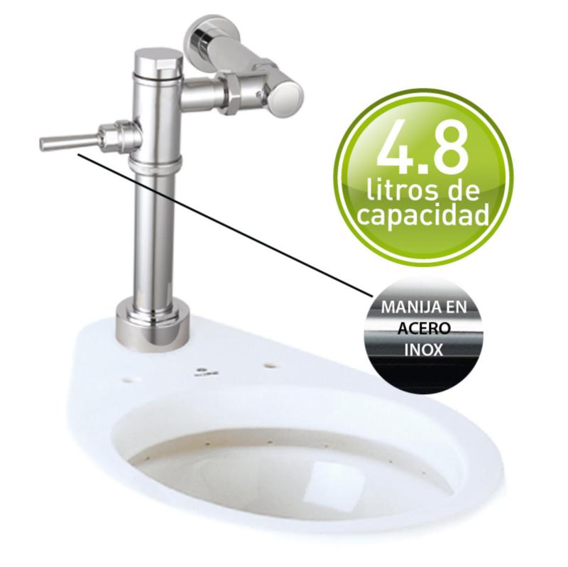 Fluxómetro mecánico de 4.8 litros para inodoro