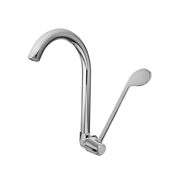 Llave de lavadero a la pared, a leva acabado duracrom.